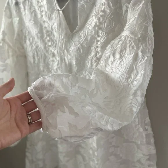 Moon River Bohemian White Lace Long Sleeve Dress Women’s Size XS - Picture 5 of 10